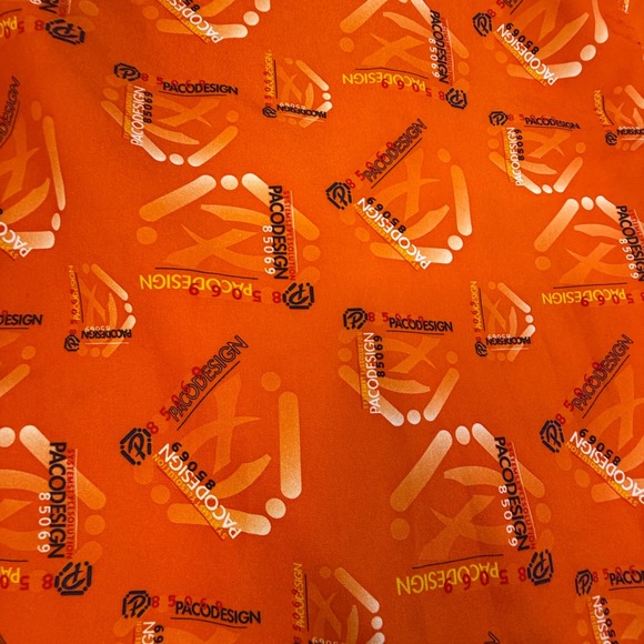 Vintage PACO DESIGN Orange All Over Print Short Sleeve Button‎ Up Shirt Mens XXL - Picture 10 of 10